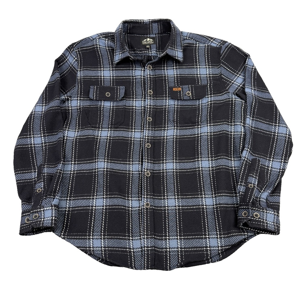 Pacific Outfitters Mens Size L Plaid Long Sleeve Button Up Heavy Flannel Shirt